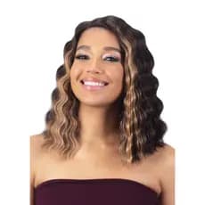 Peruca Front Lace Frisada Ondulada Curta Com Baby Hair + Cap
