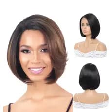 Peruca Lace Front Lisa Curta Repartição Lateral 40cm