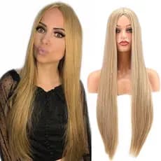 Peruca Orgânica Premium Lisa sem Franja 70cm - Loiro Escuro