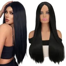 Peruca Lace Wig Lisa Fibra Futura Natural 70cm P/pranchar Preta