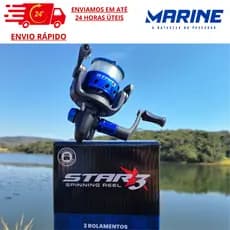 Molinete Marine Sports Ultra Light Star 3 Com Linha Pesca / Rio / Lagos / Pesqueiros Cores Variadas Azul Vermelho Ouro