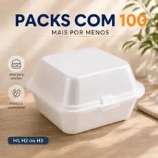 Hamburgueira Isopor H1 H2 H3 100 Un Térmica Hambúrguer Batata Delivery Caixa Lanchonete Bolo Vulcão