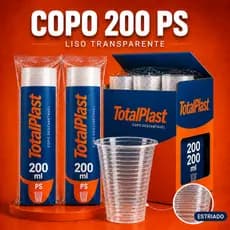 Copo Descartável 200ml PS Estriado Transparente Festa Água Suco Refrigerante 100-1000 Un