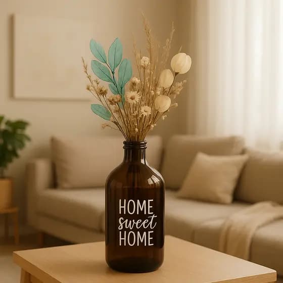 Garrafa de Vidro Para Arranjo Âmbar 1 Litro Vaso Decoração Casa