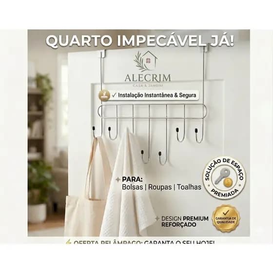 Suporte para Pendurar Roupas Cabideiro Porta Cromado Inox Organizador