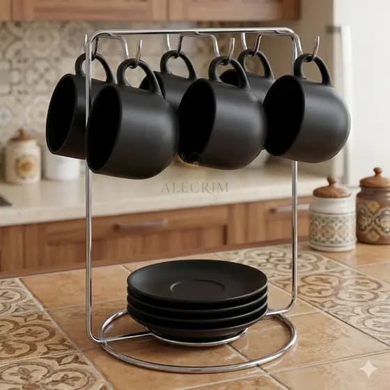 Suporte Para Xícaras Caneca Pires Aramado Cromado Decoração Casa Cozinha