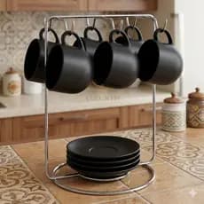 Suporte Para Xícaras Caneca Pires Aramado Cromado Decoração Casa Cozinha