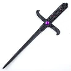 Athame Metal Negro 19 cm Pedras Roxas
