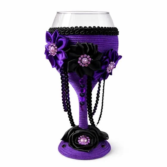 Taça Artesanal Pomba Gira Maria Mulambo Tecido Vidro 300ml