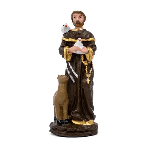 Escultura São Francisco de Assis 8 cm em Resina