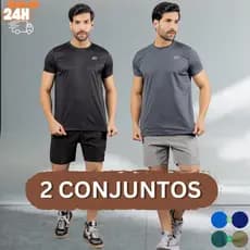 Kit 2 Conjunto Dry Fit Masculino Roupa de Academia Masculina Camiseta Manga Curta + Short Dri Fit