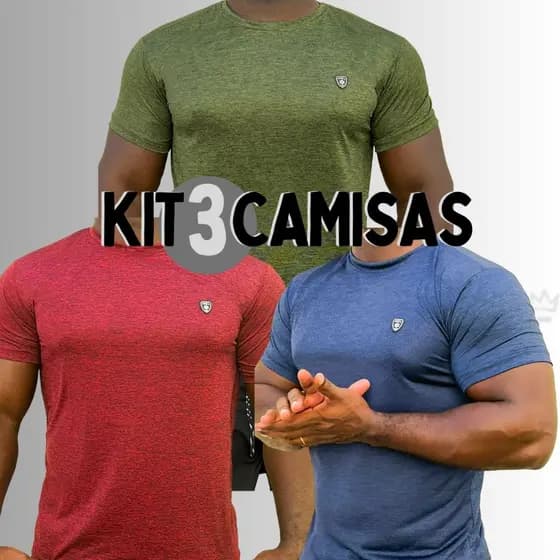 Kit 3 Camisetas Masculina Dry Fit Camisa Masculino Academia Treino Blusa Casual Manga Curta