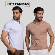 Kit 2 Camisas Polo Masculina 100% Algodão Social Dia a Dia Casual Básico Masculino Esporte Fino
