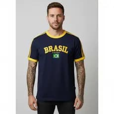 Camiseta Masculina Brasil Estampada Algodão Premium Retrô Airtech