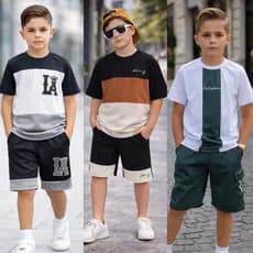 Conjunto Infantil Masculino Verão Short Chimpa + Camiseta Algodão Estampado 2 a 12 Anos