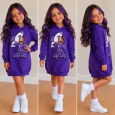 Vestido Feminino Infantil Emily Vick e Ketlen Capuz e Manga Longa Roupa Menina Estilosa