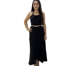 conjunto saia envelope croopped feminino com tira de amarrar ajustavel produto de qualidade luxo