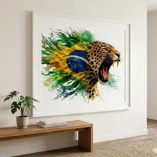 Quadro Decorativo 1 Peça 110x80 Onça Ordem E Garra decoraçao para casa