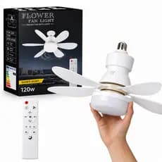 Ventilador De Teto Com Lâmpada LED 120W Controle Remoto 3 Cores 6 Pás Compacto com 52cm