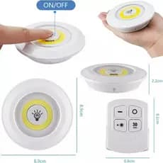 Kit com 3 Spot Sem Fio Com Controle Remoto Pilha Lâmpada Luminária Led SMD Fácil Instalação