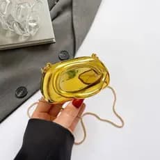 Bolsa Clutch Mini Espelhada Metálica Formato Semente - Elegância e Estilo para Festas#Z-1108