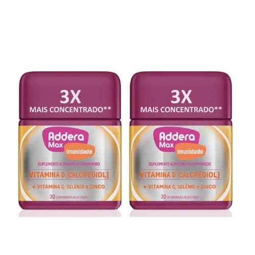 Kit 02 Suplemento Alimentar Addera Imunidade Max Vitamina D com 30 Comprimidos Revestidos