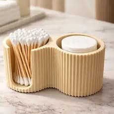 Organizador Banheiro Canelado Algodão E Cotonetes Matte