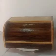 Porta Pão de Madeira Natural com Tampa Retrátil e gaveta- Conserva Pães e Organiza Cozinha