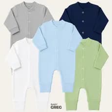 Kit 5 Macacão de Bebê Basico Liso Suedine Vira Pé Liso 100% algodão Confortável Menino - (P/M/G)