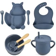 Kit Pratinho Prato Infantil Babador Talher Infantil De Silicone （Produto Promocao）！！