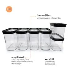 Kit 06 Potes Herméticos para Armazenamento de Alimentos Mantimentos e Temperos