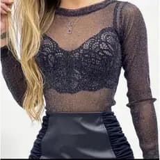 Body de tule de lurex