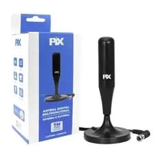 Antena Digital Pix 5 Metros Sinal Digital E Analógico TV 4k UltraHD Base Magnética Universal A Prova D'Água