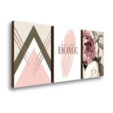 Kit 3 Quadros Decorativos Home Peônia Rose Estilo Aconchegante Sala Casa 40x60cm