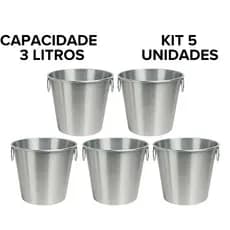 KIT 5 Baldes de Gelo em alumínio 3 LITROS