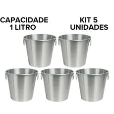 KIT 5 Baldes de gelo em alumínio 1 LITRO
