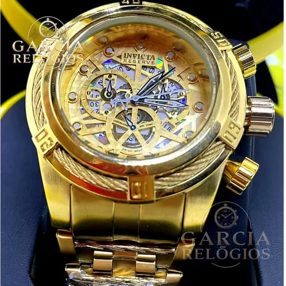 Relógio Zeus Bolt Skeleton Exclusivo Dourado Feminino a Prova D'água