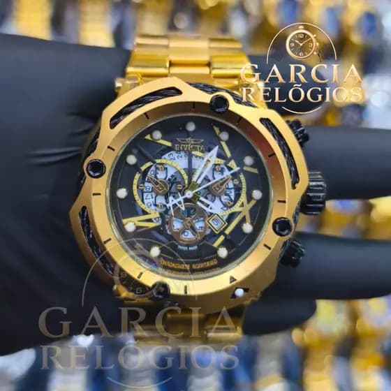 Relógio Invicta Shot Masculino Dourado Luxo e Estilo