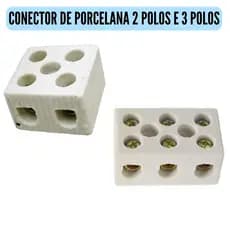 Conector De Porcelana Bipolar ou Tripolar Cabo de 10mm/16mm 360v Sindal 2 Polos/3 Polos Chuveiro