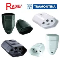 Plug Fêmea Pino Adaptador de Tomada 2 e 3 Pinos 10a e 20a 250V Profissional