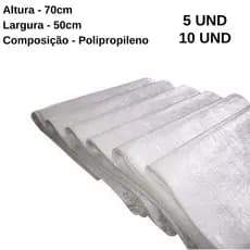 Saco de Ráfia Novo Liso Para Entulho Reforçado 70x50cm Pacote com 5 e 10 Unidades