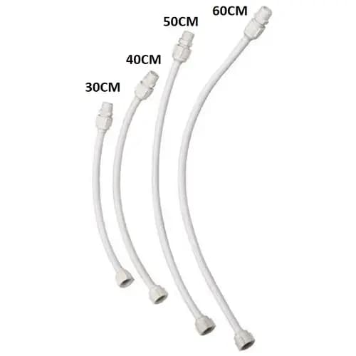 Engate Rabicho Flexível 1/2 PVC Mangueira Água Fria Lavatório ou Torneiras - 30cm, 40cm, 50cm e 60cm