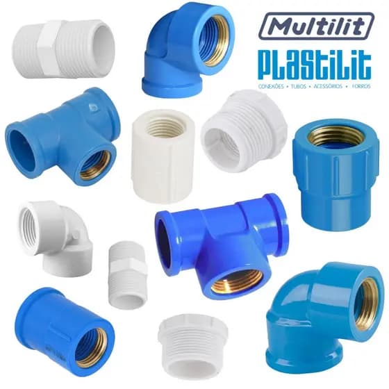 Conexões de Água 3/4 Roscáveis - 25mm (AZUL) Cotovelo Curva 90° - Cotovelo BRANCO R/R - Luva - Tee