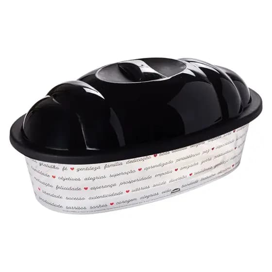 Porta Pão Frances Cesto Oval Com Tampa  Decoração Corações Plasutil