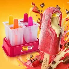 Forma para Paleta Recheada Profissional 4 Cavidades + Base – Picolé Gourmet Perfeito com Recheio Cremoso