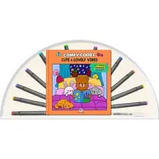 Livro de Colorir Cute & Lovely Vibes com 12 Canetas Marcadoras Capa Mole