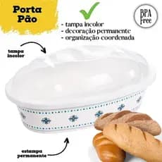 Porta Pão Plástico Decorado Marmorizado com Tampa - Plasútil