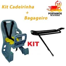KIT Cadeirinha Traseira para Bagageiro Bicicleta Cadeira Infantil + Bagageiro Garupa Bicicleta
