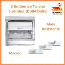 Botão Ice twister Gelo Electrolux 3 Peças Db84 Db83  ICETwister Electrolux – Reposição Inquebrável
