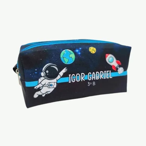 Estojo escolar astronauta, estojo personalizado, volta ás aulas
